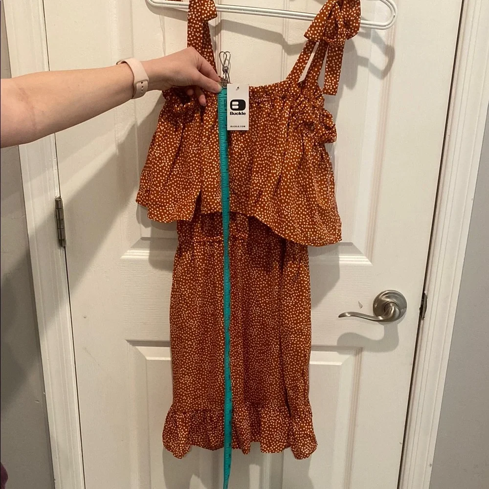 Rust Color Ruffle Tie-Strap Dress - Picture 6 of 8